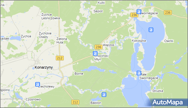 mapa Chociński Młyn, Chociński Młyn na mapie Targeo