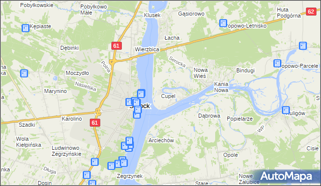 mapa Cupel gmina Serock, Cupel gmina Serock na mapie Targeo