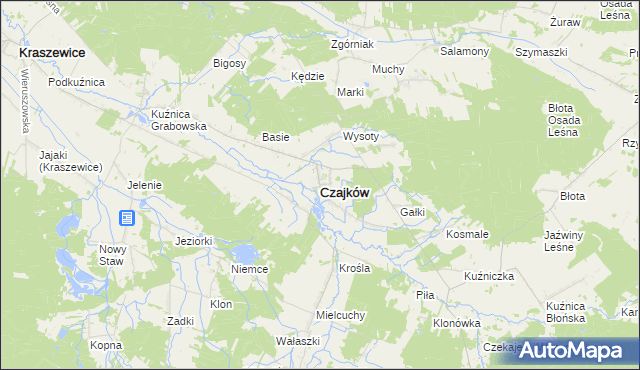 mapa Czajków powiat ostrzeszowski, Czajków powiat ostrzeszowski na mapie Targeo