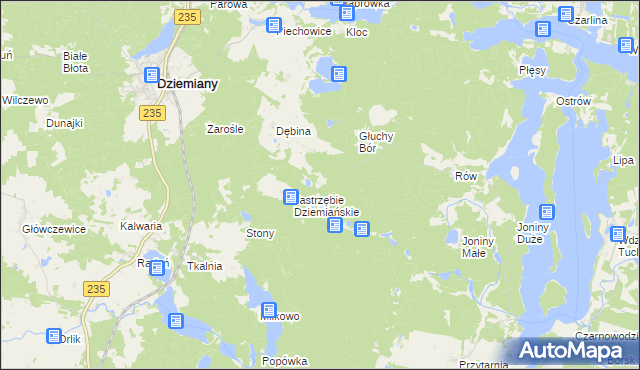 mapa Czarne gmina Dziemiany, Czarne gmina Dziemiany na mapie Targeo