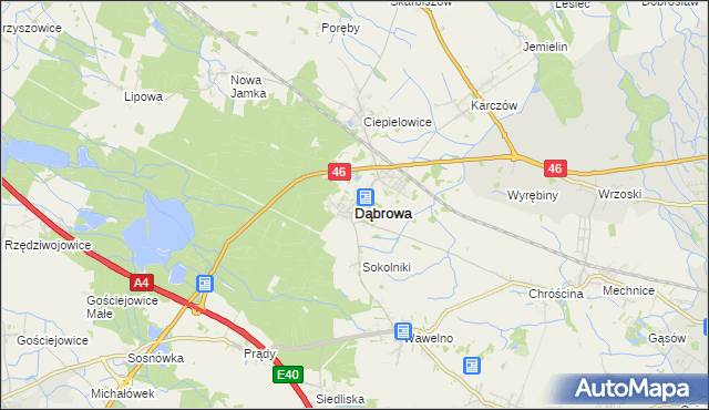 mapa Dąbrowa powiat opolski, Dąbrowa powiat opolski na mapie Targeo