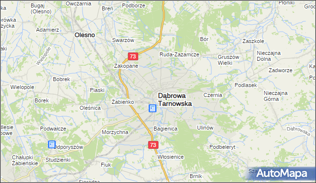mapa Dąbrowa Tarnowska, Dąbrowa Tarnowska na mapie Targeo
