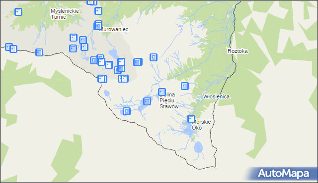 mapa Dolina Pięciu Stawów, Dolina Pięciu Stawów na mapie Targeo