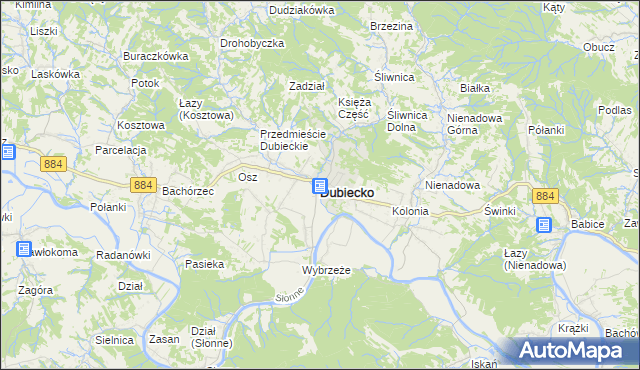 mapa Dubiecko, Dubiecko na mapie Targeo