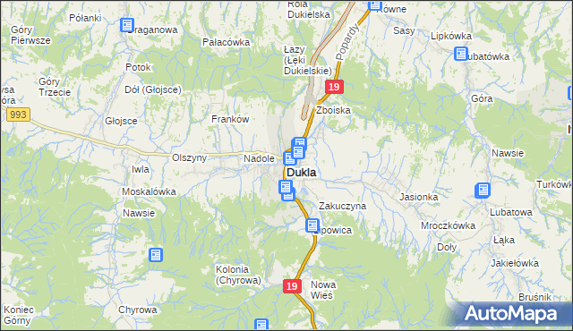 mapa Dukla, Dukla na mapie Targeo