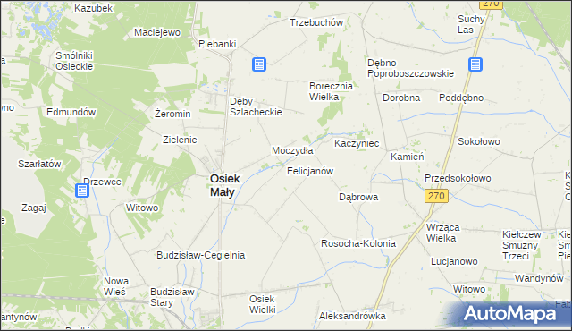 mapa Felicjanów gmina Osiek Mały, Felicjanów gmina Osiek Mały na mapie Targeo