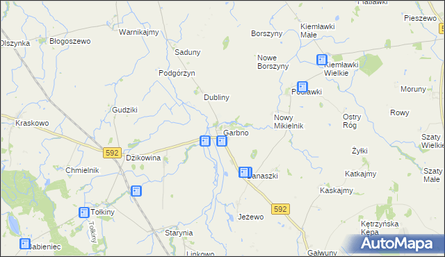 mapa Garbno gmina Korsze, Garbno gmina Korsze na mapie Targeo