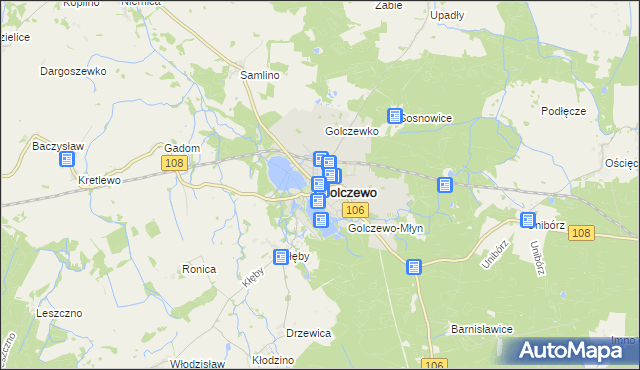 mapa Golczewo powiat kamieński, Golczewo powiat kamieński na mapie Targeo