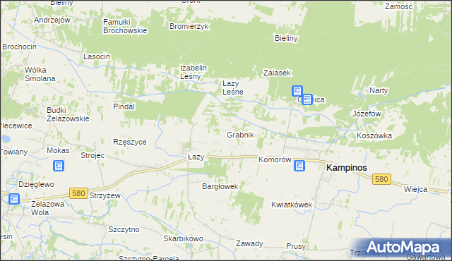 mapa Grabnik gmina Kampinos, Grabnik gmina Kampinos na mapie Targeo