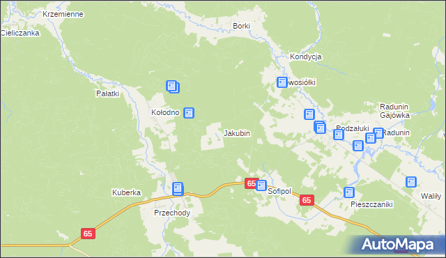 mapa Jakubin, Jakubin na mapie Targeo