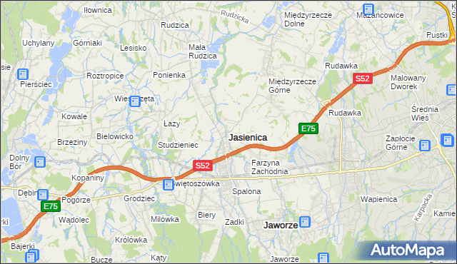mapa Jasienica powiat bielski, Jasienica powiat bielski na mapie Targeo