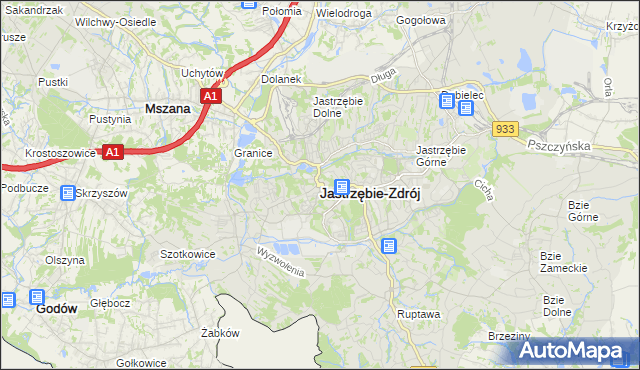 mapa Jastrzębie-Zdrój, Jastrzębie-Zdrój na mapie Targeo