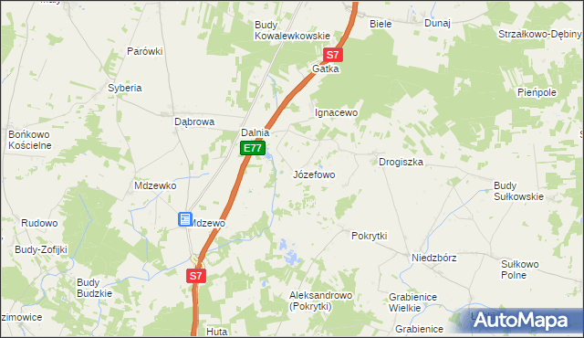 mapa Józefowo gmina Strzegowo, Józefowo gmina Strzegowo na mapie Targeo