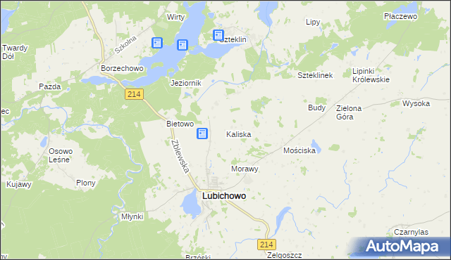 mapa Kaliska gmina Lubichowo, Kaliska gmina Lubichowo na mapie Targeo