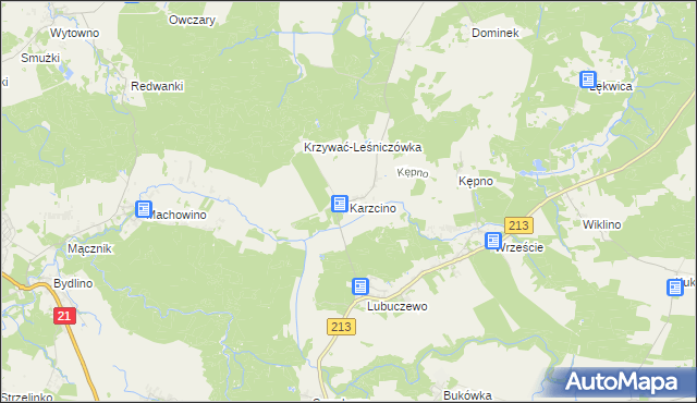 mapa Karzcino, Karzcino na mapie Targeo