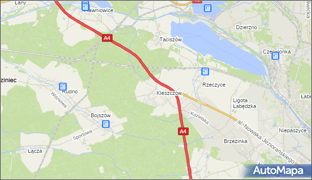 mapa Kleszczów gmina Rudziniec, Kleszczów gmina Rudziniec na mapie Targeo