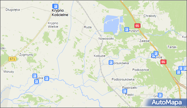 mapa Kobuzie gmina Dobrzyniewo Duże, Kobuzie gmina Dobrzyniewo Duże na mapie Targeo