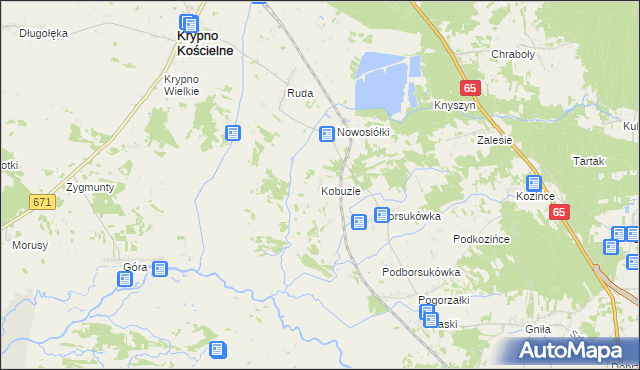 mapa Kobuzie gmina Dobrzyniewo Duże, Kobuzie gmina Dobrzyniewo Duże na mapie Targeo