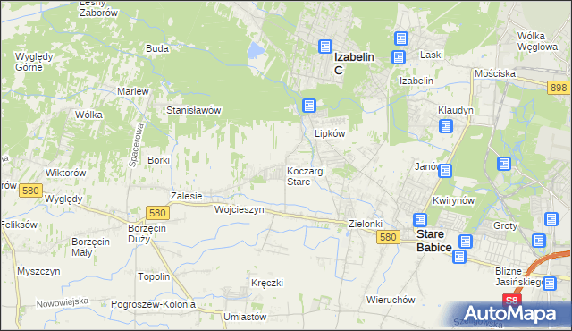 mapa Koczargi Stare, Koczargi Stare na mapie Targeo