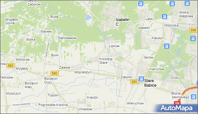 mapa Koczargi Stare, Koczargi Stare na mapie Targeo