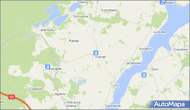 mapa Kodrąb gmina Wolin, Kodrąb gmina Wolin na mapie Targeo