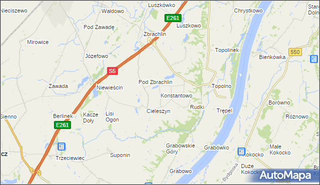 mapa Konstantowo gmina Pruszcz, Konstantowo gmina Pruszcz na mapie Targeo