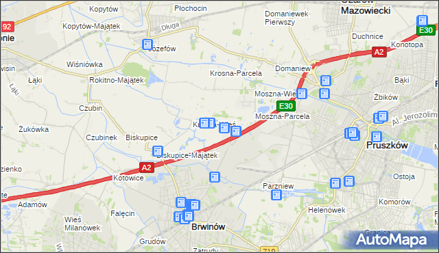mapa Koszajec gmina Brwinów, Koszajec gmina Brwinów na mapie Targeo