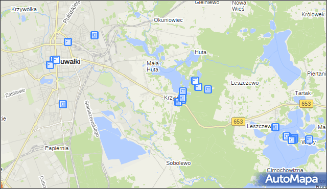 mapa Krzywe gmina Suwałki, Krzywe gmina Suwałki na mapie Targeo