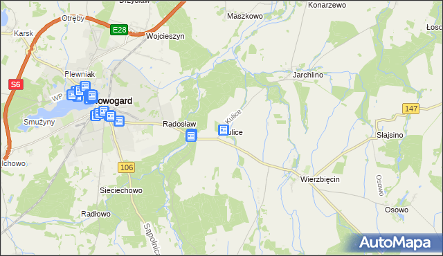 mapa Kulice gmina Nowogard, Kulice gmina Nowogard na mapie Targeo