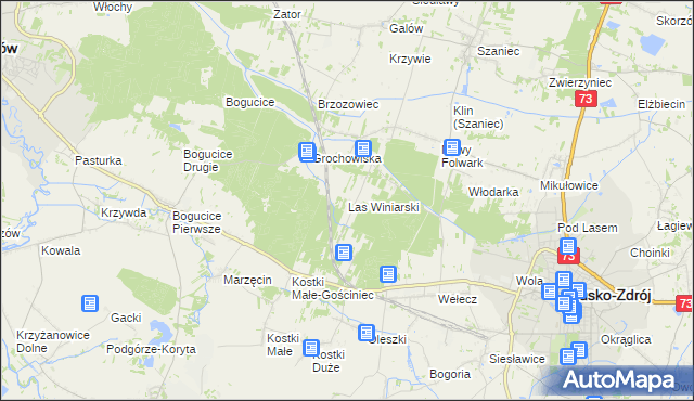 mapa Las Winiarski, Las Winiarski na mapie Targeo