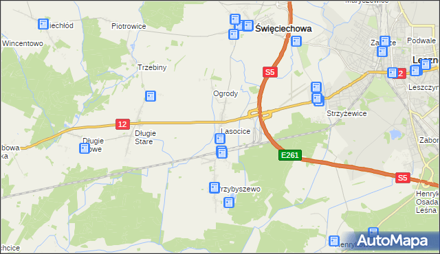 mapa Lasocice gmina Święciechowa, Lasocice gmina Święciechowa na mapie Targeo