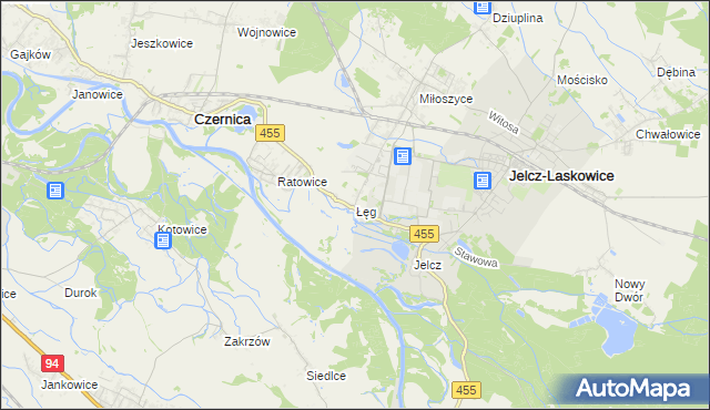mapa Łęg gmina Jelcz-Laskowice, Łęg gmina Jelcz-Laskowice na mapie Targeo