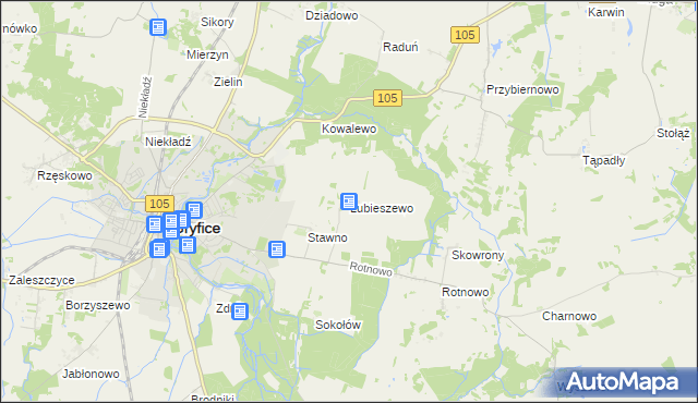 mapa Lubieszewo gmina Gryfice, Lubieszewo gmina Gryfice na mapie Targeo