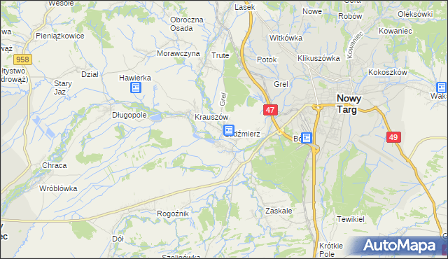 mapa Ludźmierz, Ludźmierz na mapie Targeo