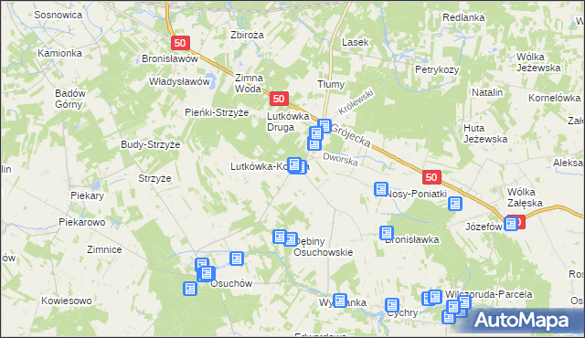 mapa Lutkówka gmina Mszczonów, Lutkówka gmina Mszczonów na mapie Targeo