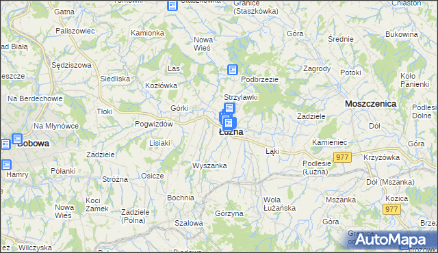mapa Łużna, Łużna na mapie Targeo