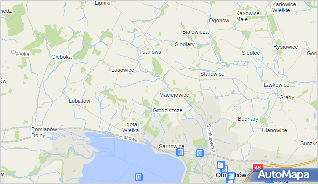 mapa Maciejowice gmina Otmuchów, Maciejowice gmina Otmuchów na mapie Targeo