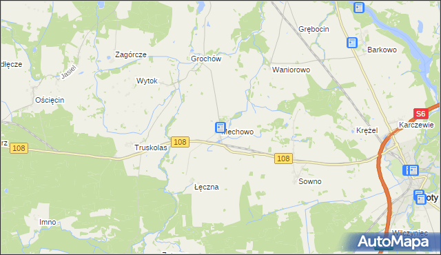 mapa Mechowo gmina Płoty, Mechowo gmina Płoty na mapie Targeo
