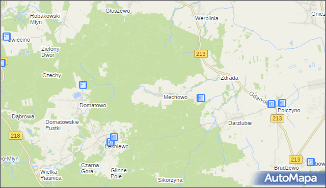 mapa Mechowo gmina Puck, Mechowo gmina Puck na mapie Targeo