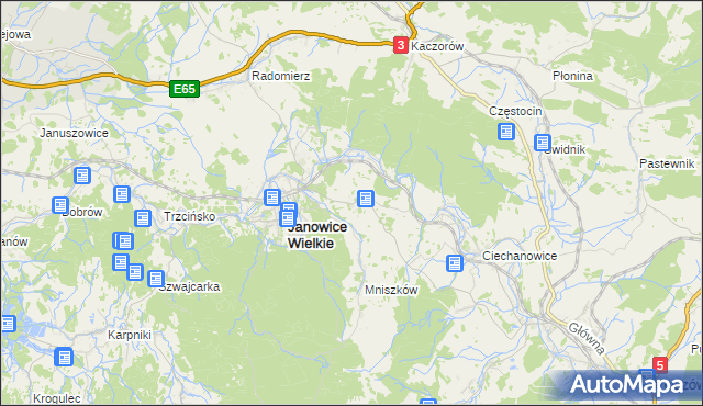 mapa Miedzianka gmina Janowice Wielkie, Miedzianka gmina Janowice Wielkie na mapie Targeo