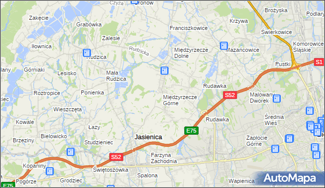 mapa Międzyrzecze Górne, Międzyrzecze Górne na mapie Targeo