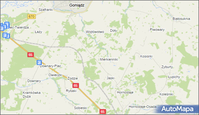 mapa Mierkienniki, Mierkienniki na mapie Targeo