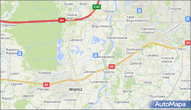 mapa Mikołajowice gmina Wierzchosławice, Mikołajowice gmina Wierzchosławice na mapie Targeo