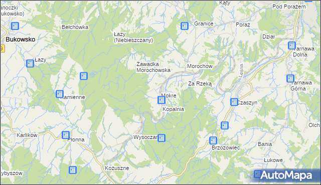 mapa Mokre gmina Zagórz, Mokre gmina Zagórz na mapie Targeo
