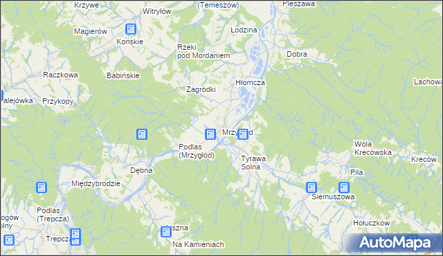 mapa Mrzygłód gmina Sanok, Mrzygłód gmina Sanok na mapie Targeo