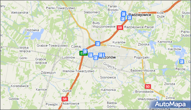 mapa Mszczonów, Mszczonów na mapie Targeo