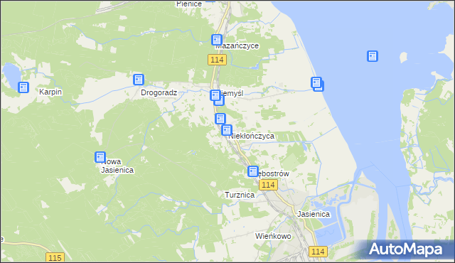 mapa Niekłończyca, Niekłończyca na mapie Targeo