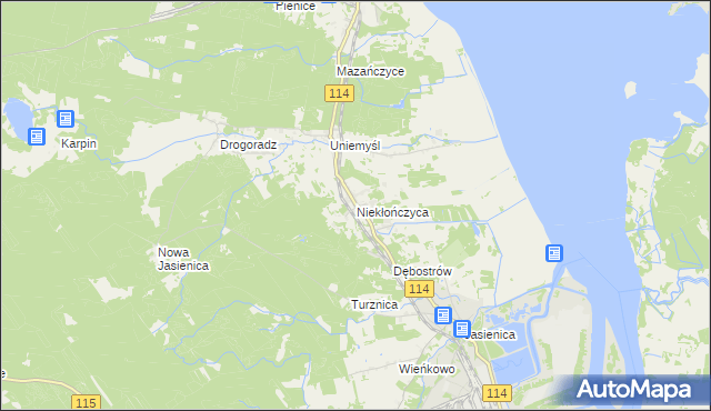 mapa Niekłończyca, Niekłończyca na mapie Targeo