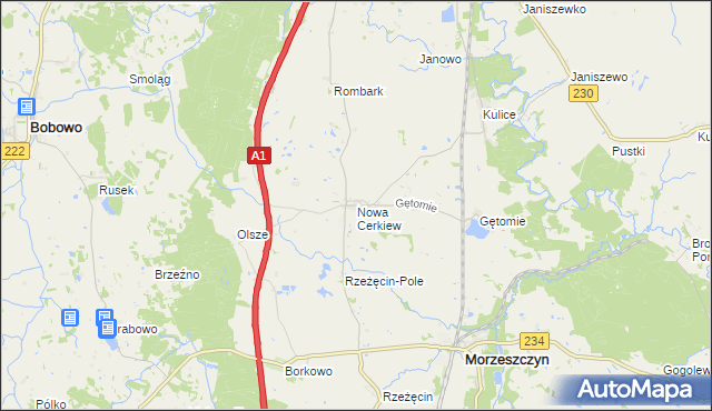 mapa Nowa Cerkiew gmina Morzeszczyn, Nowa Cerkiew gmina Morzeszczyn na mapie Targeo