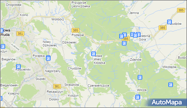 mapa Nowa Wieś Kłodzka, Nowa Wieś Kłodzka na mapie Targeo